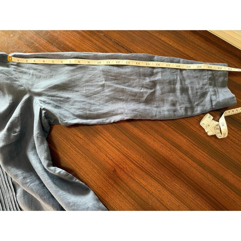 J.Jill Linen Blue Pin-tuck Roll-tab Sleeve Mini Shirt Dress Sz 1 X Plus - Picture 10 of 12